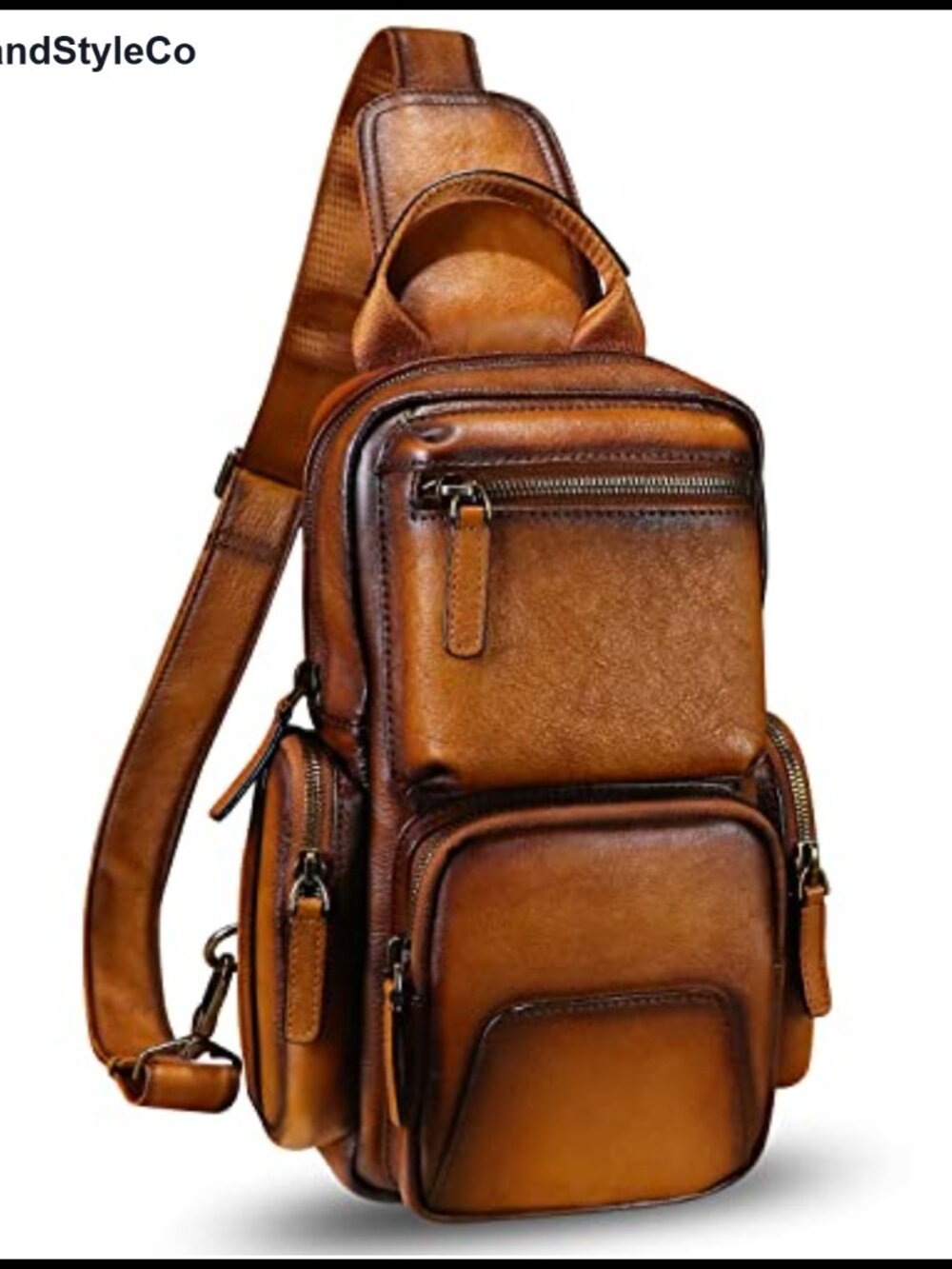 Genuine Leather Sling Bag Crossbody Casual Daypack Backpack Motorbike Vintage